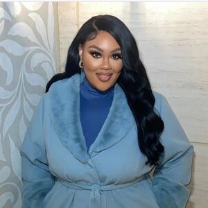 Fashion Nova Light Blue Faux Fur Robe